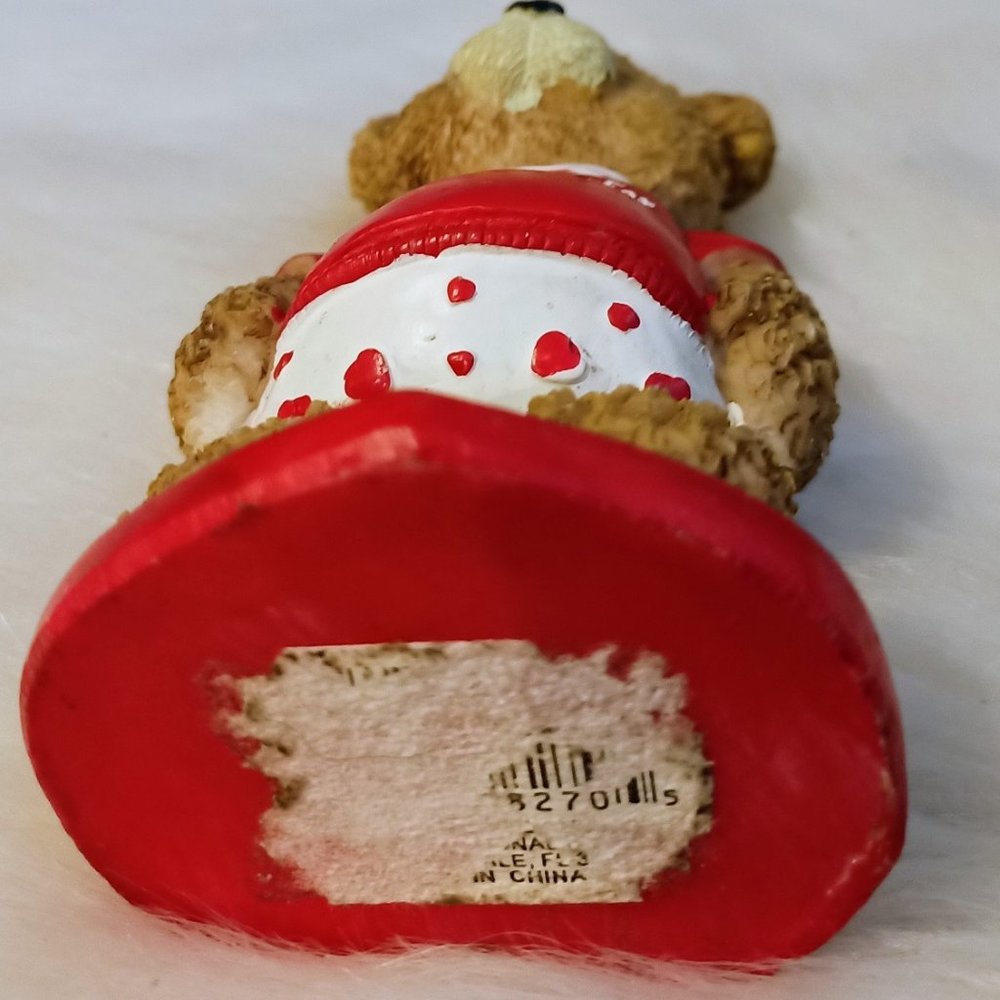 Ceramic "Will Work For Love" Bear Dressed in Heart - Picture 2 of 6